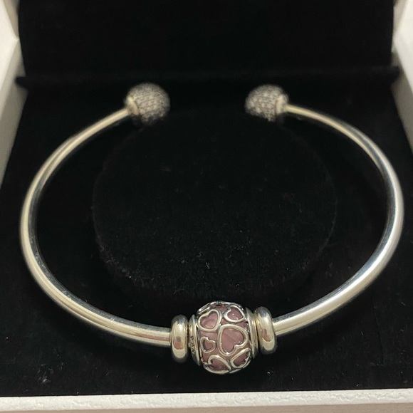 Pandora bangle pave ball with charm - Picture 1 of 5
